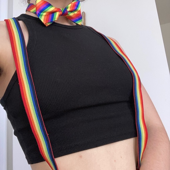 🌈PRIDE SUSPENDERS & CLIP-ON BOWTIE🌈 - Picture 1 of 3